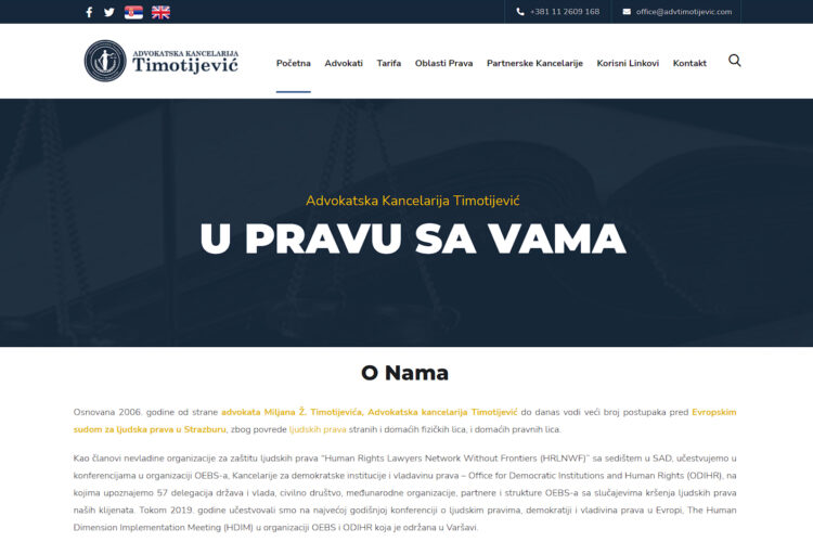 Izrada sajta advokatska kancelarija Timotijevic
